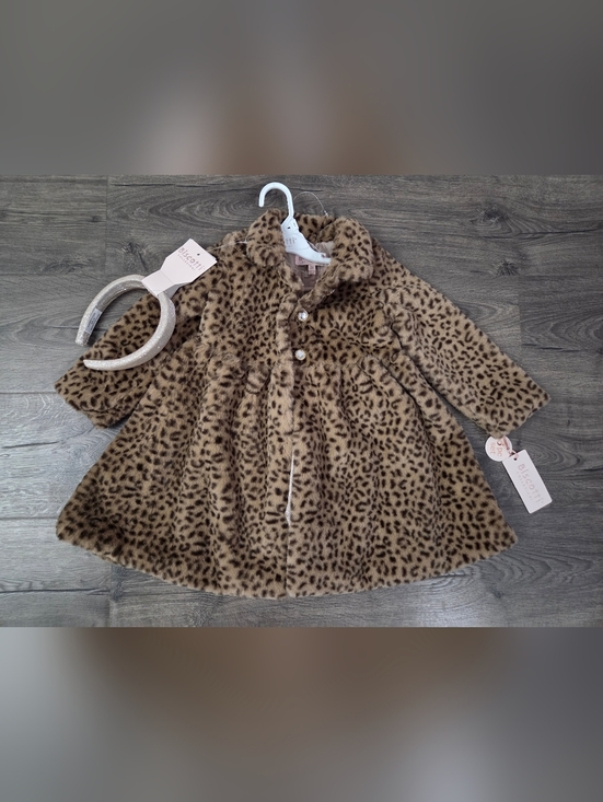 Biscotti Other - Biscotti Girls' Faux Fur Leopard Jacket, Dress & Matching Headband Set Size 3t